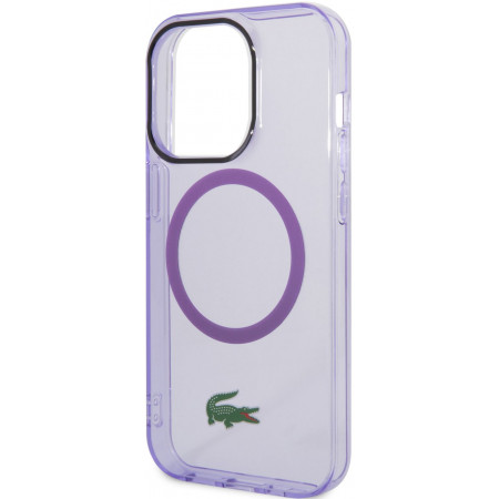 Чехол Lacoste Hard Logo MagSafe для iPhone 14 Pro Max, фиолетовый