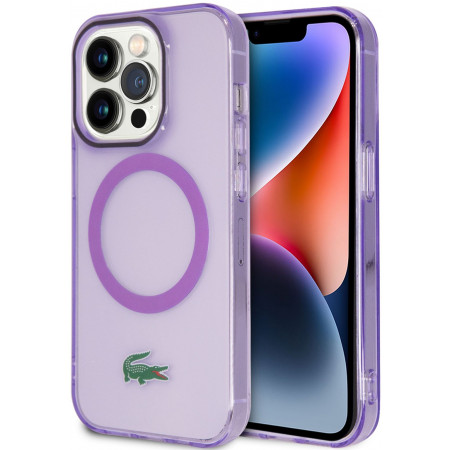 Чехол Lacoste Hard Logo MagSafe для iPhone 14 Pro Max, фиолетовый