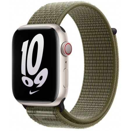 Ремешок для Apple Watch 45 мм Sequoia/Pure Platinum Nike Sport Loop, секвоя