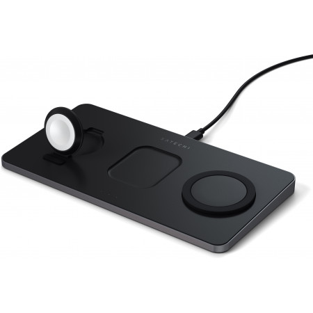 Беспроводное зарядное устройство Satechi Trio Wireless Charging Pad (Apple Watch, AirPods, iPhone), серый космос