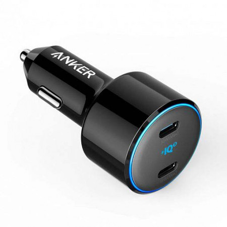 Автомобильное зарядное устройство Anker Powerdrive+ III Duo мощностью 48 Вт                    Порты: 2 USB-C 