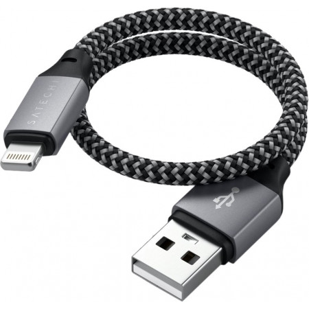Кабель Satechi USB-A - Lightning, 25 см, серый космос